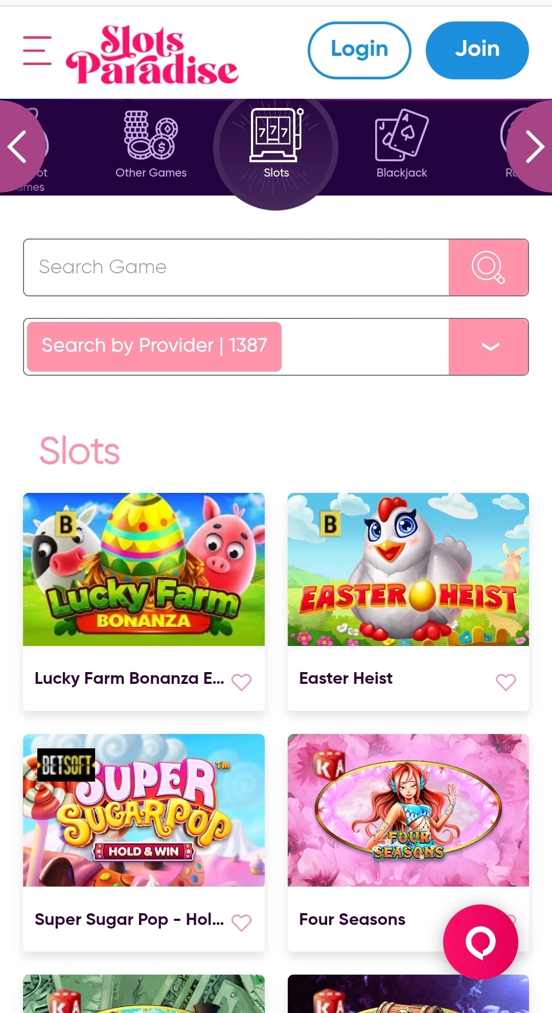 Slots Paradise App Interface