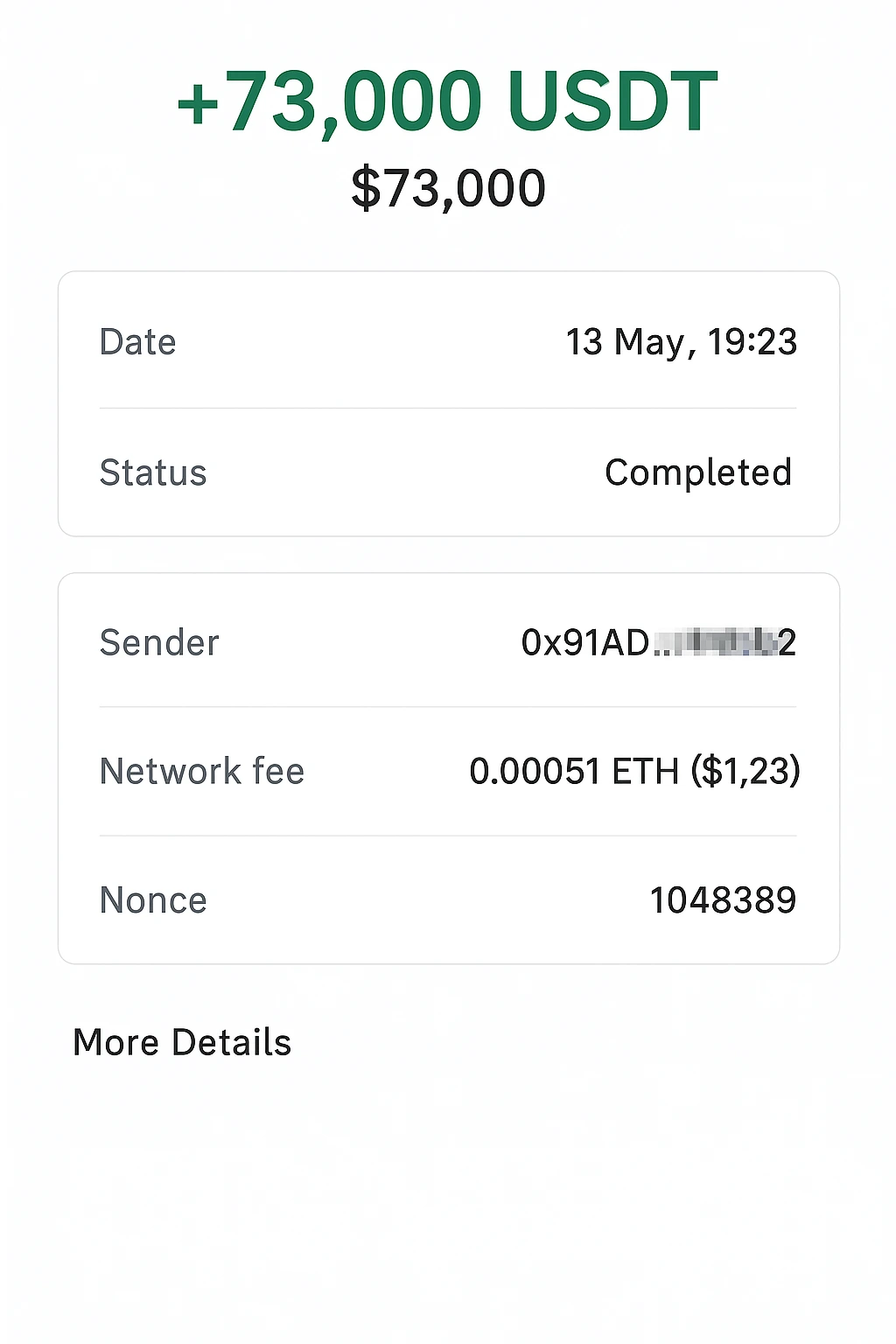 Verified USDT Tether Cryptocurrency Payout from High Roller Online Casino