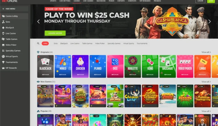 BetOnline casino lobby