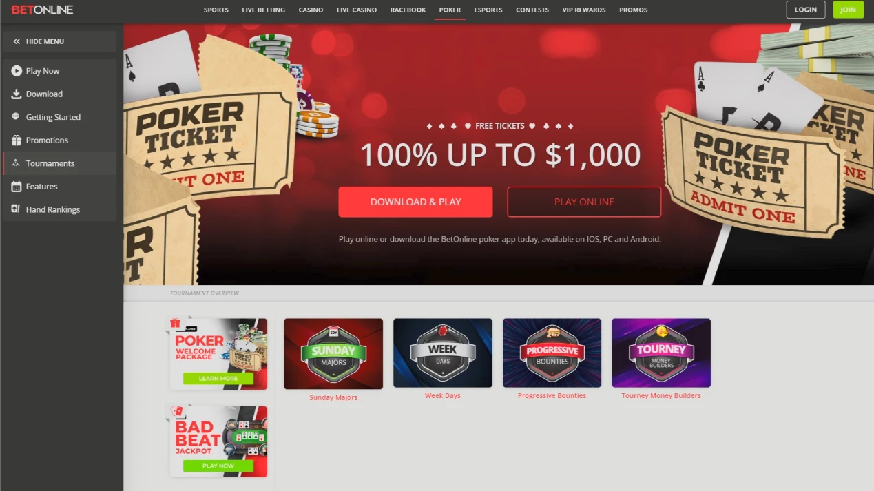 BetOnline Chico Network Real Money Poker Client Lobby View