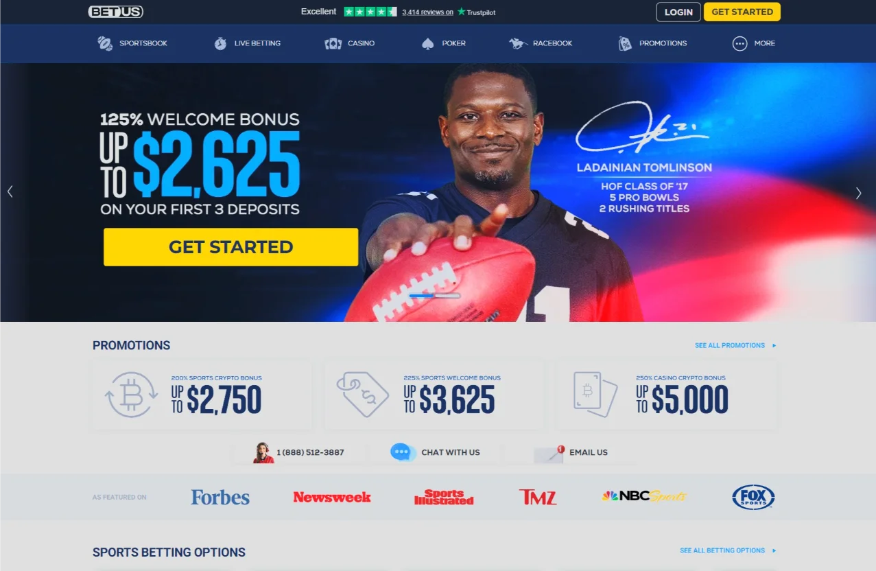 BetUS Homepage 2026 Interface