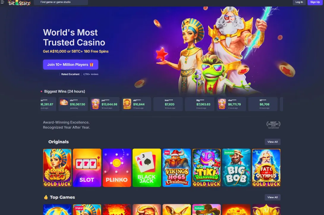 BitStarz Online Crypto Casino Lobby 2026