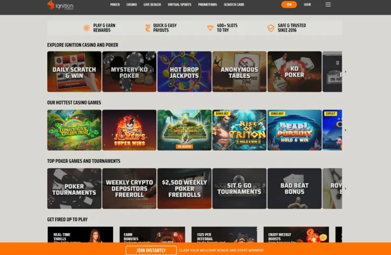Ignition Casino home page