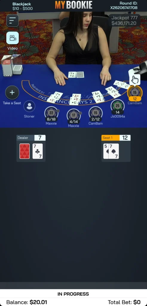 Live Blackjack Mobile Interface