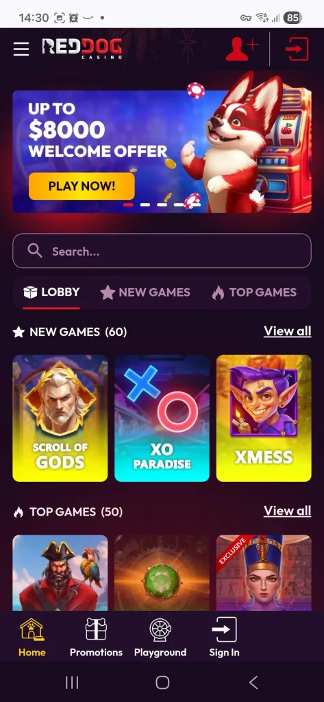 Red Dog Casino Mobile Checkout