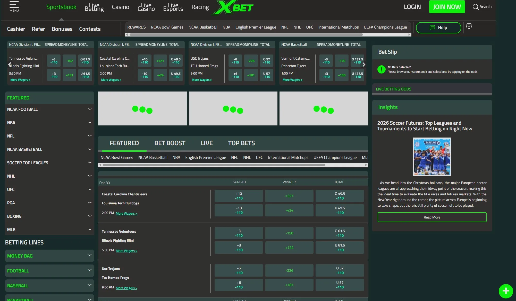 xbet sportsbook lobby 2026