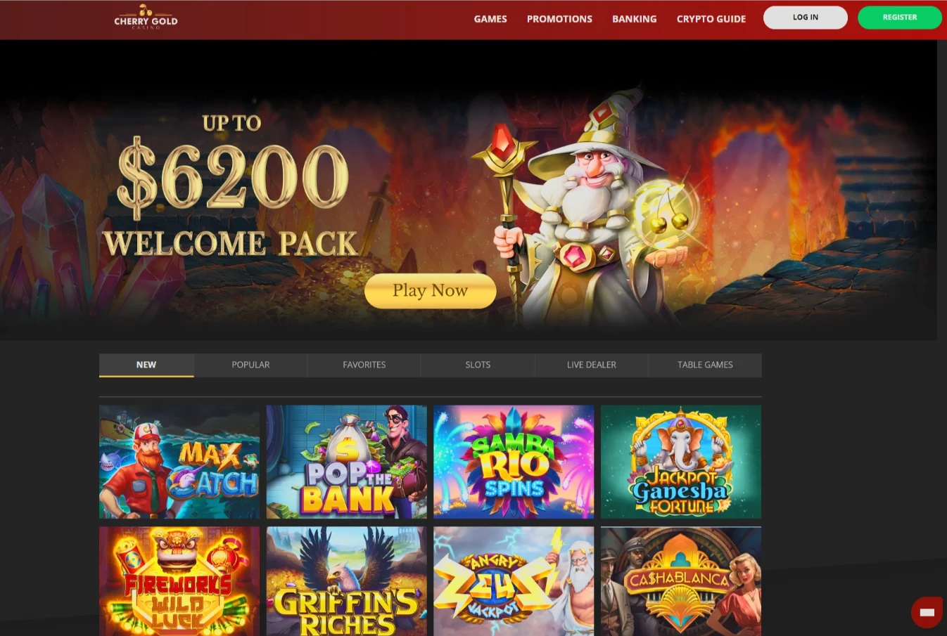 Cherry Gold Casino Homepage Review 2026
