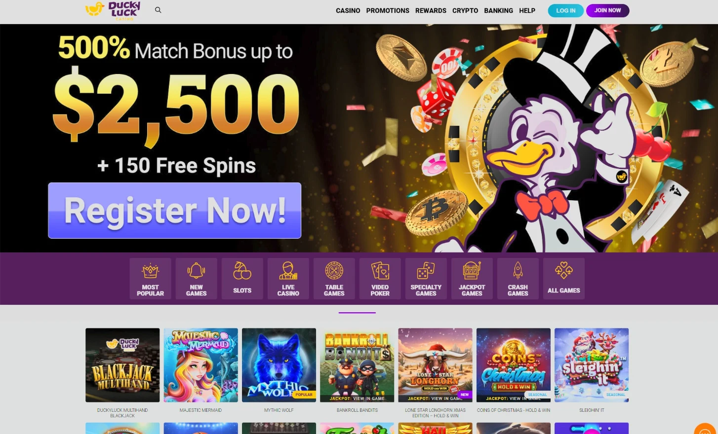 DuckyLuck Casino Homepage Review 2026