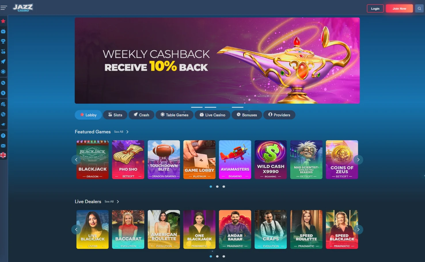 Jazz Casino Interface 2026