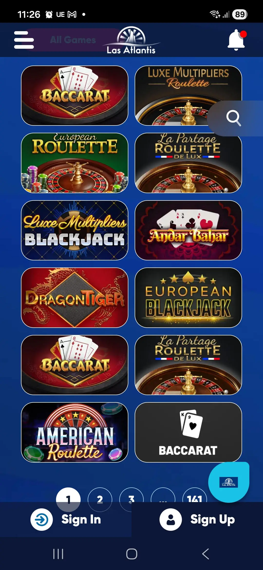 Las Atlantis Mobile Interface