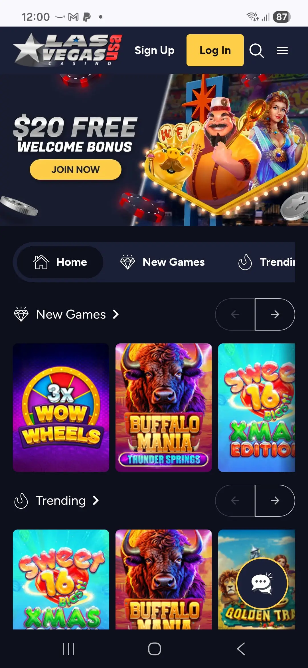 Las Vegas USA Mobile Interface