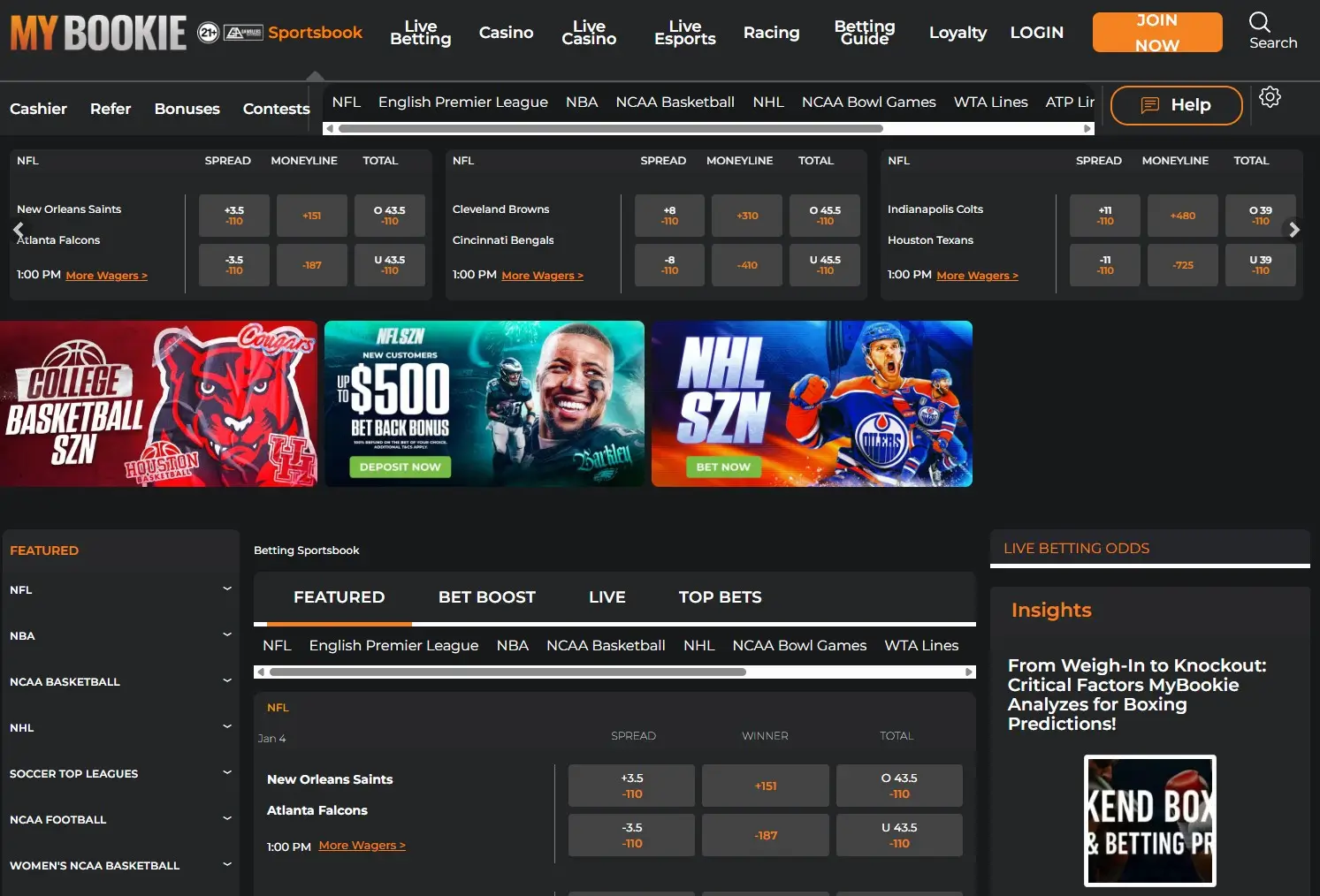 mybookie sports lines 2026