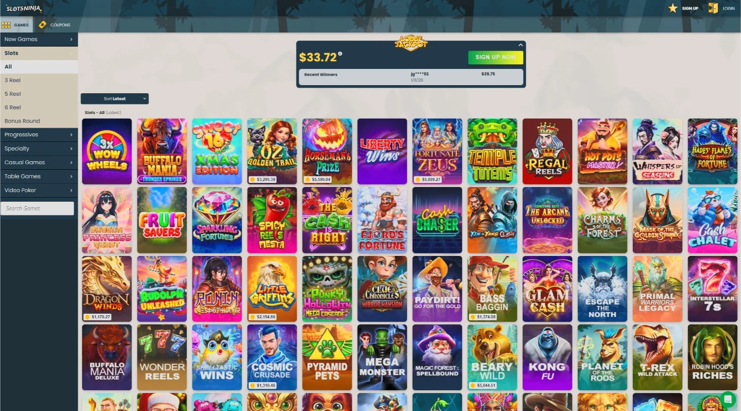 Slots Ninja Interface