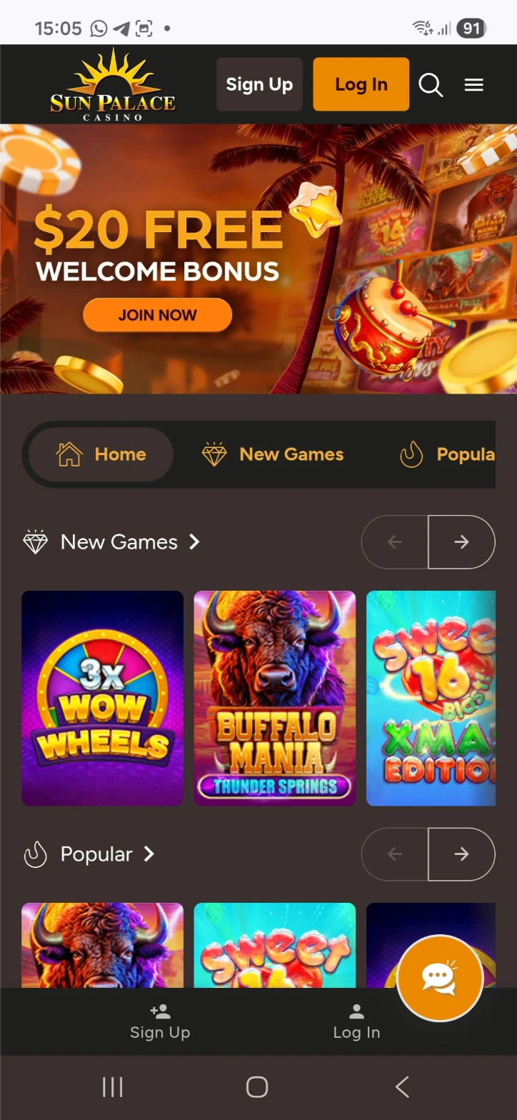 Sun Palace Mobile Interface