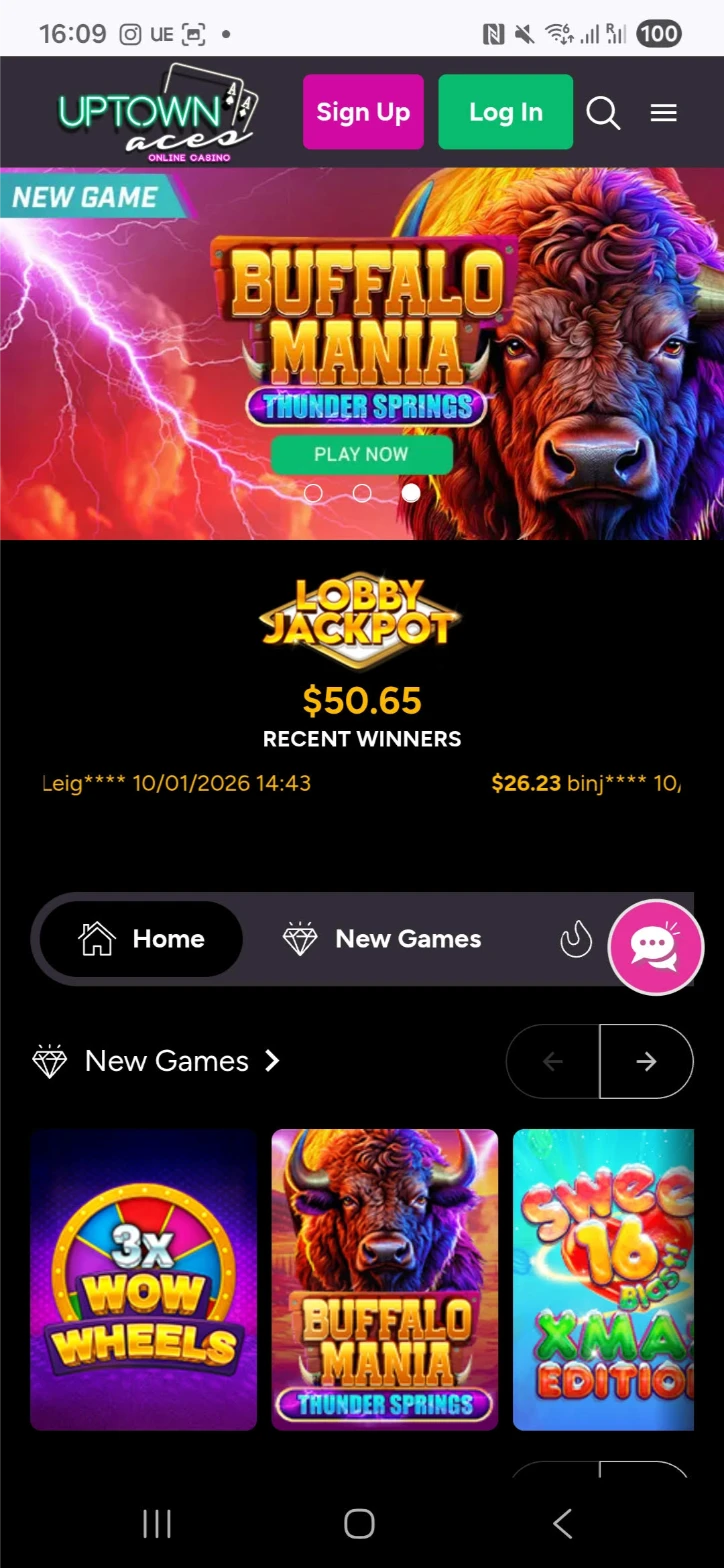 Uptown Aces Mobile Interface
