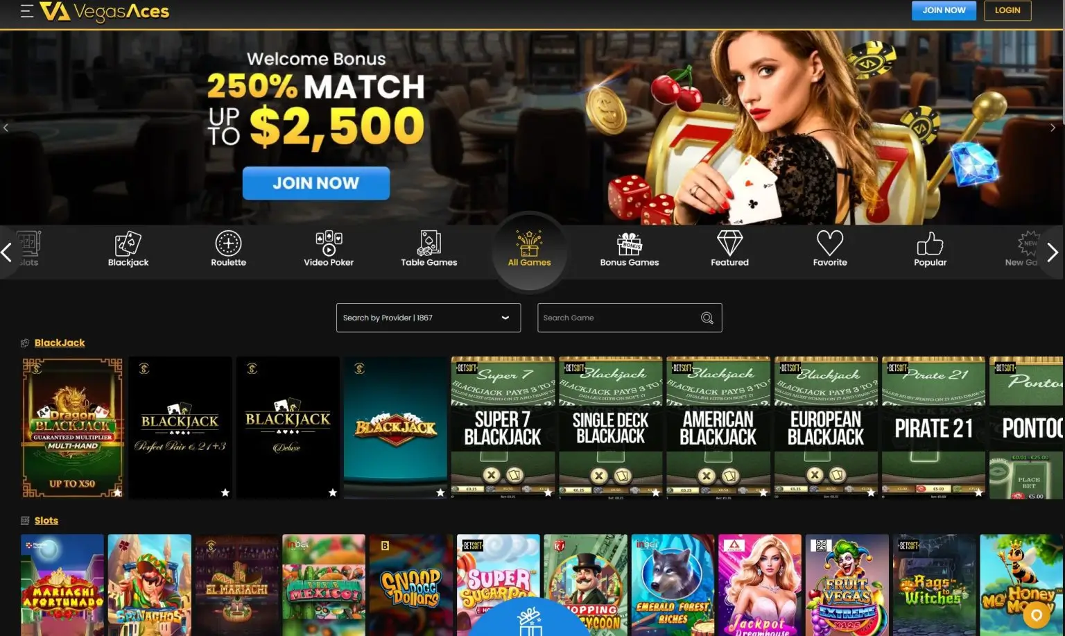 Vegas Aces Casino Interface 2026