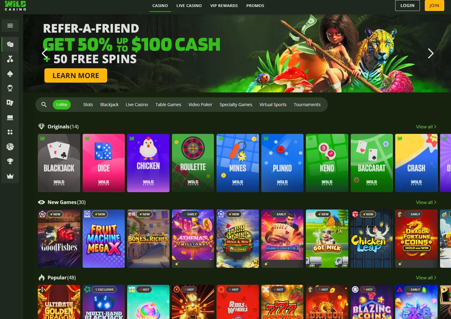 Wild Casino Interface