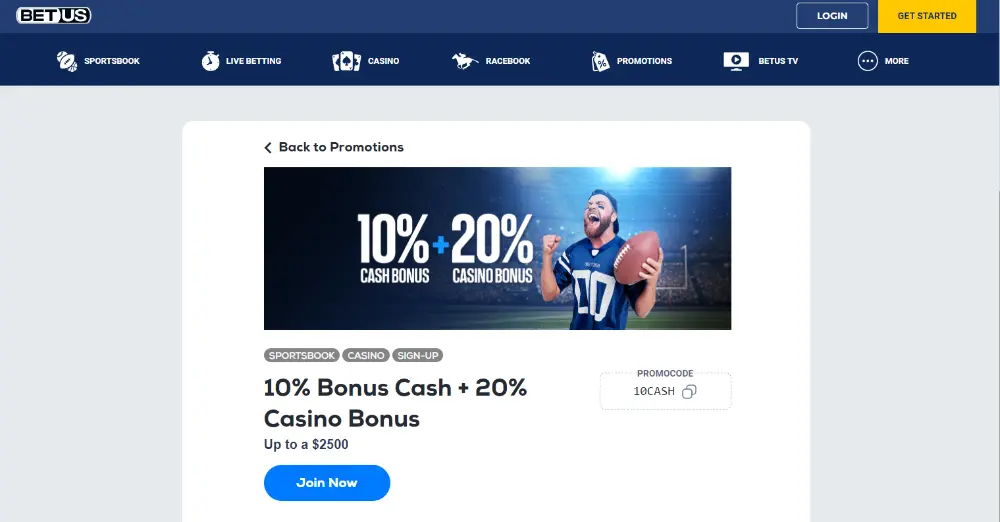 BetUS Cash Bonus