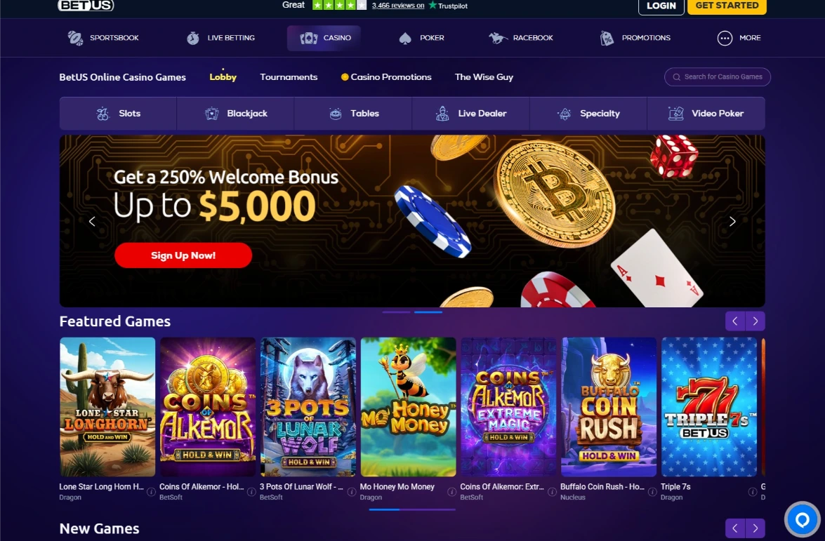 BetUS Casino Lobby