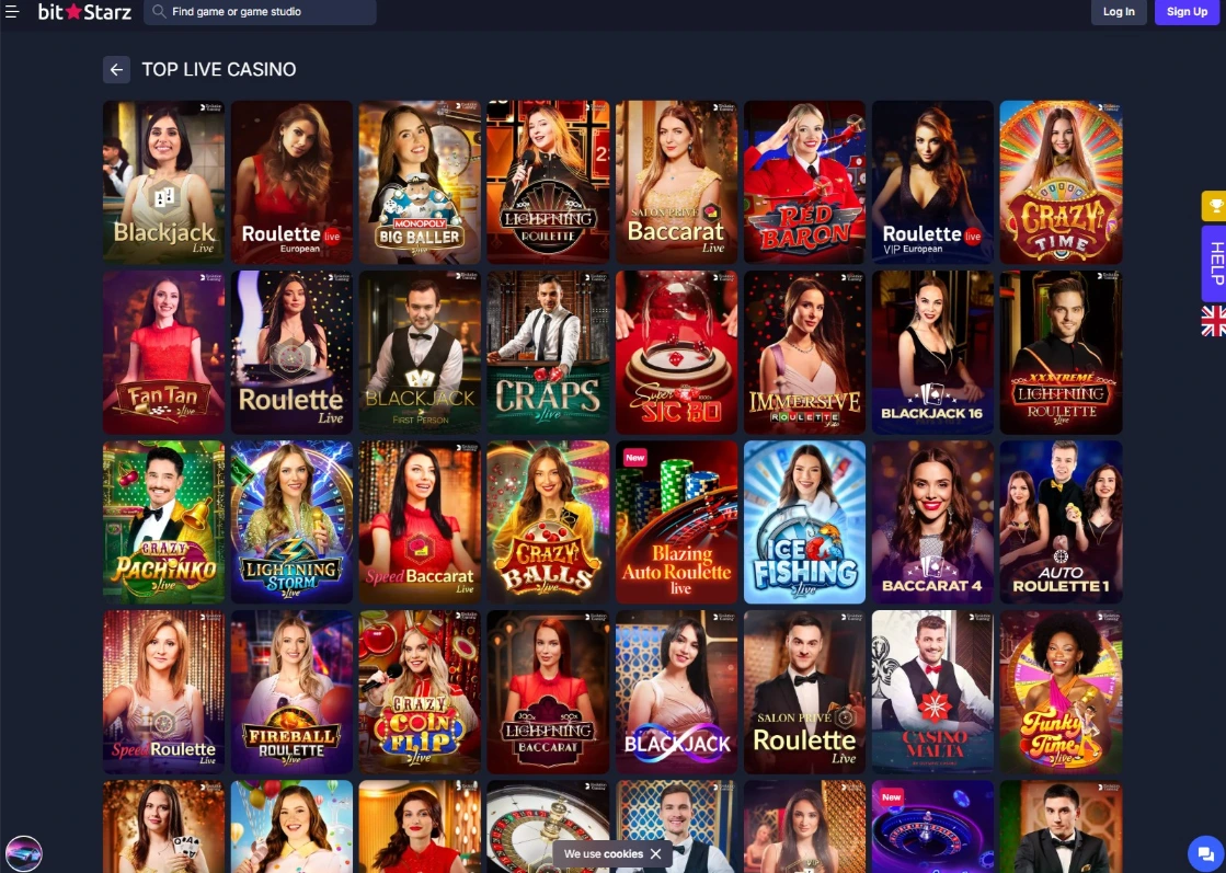 BitStarz Live Casino Table Games Lobby