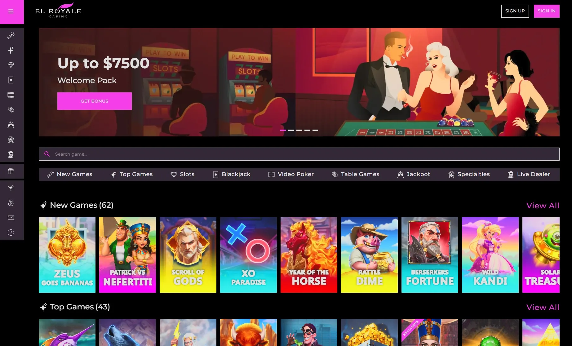 el roayle casino main page