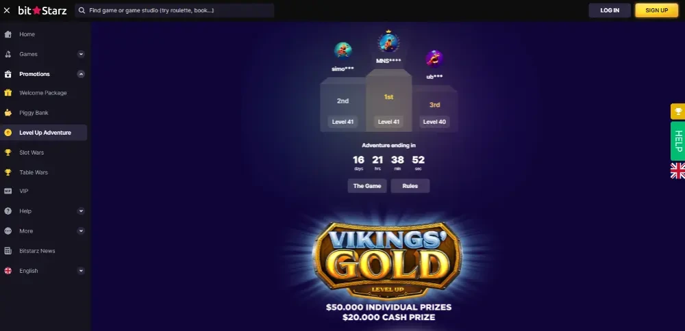 BitStarz Level Up Map