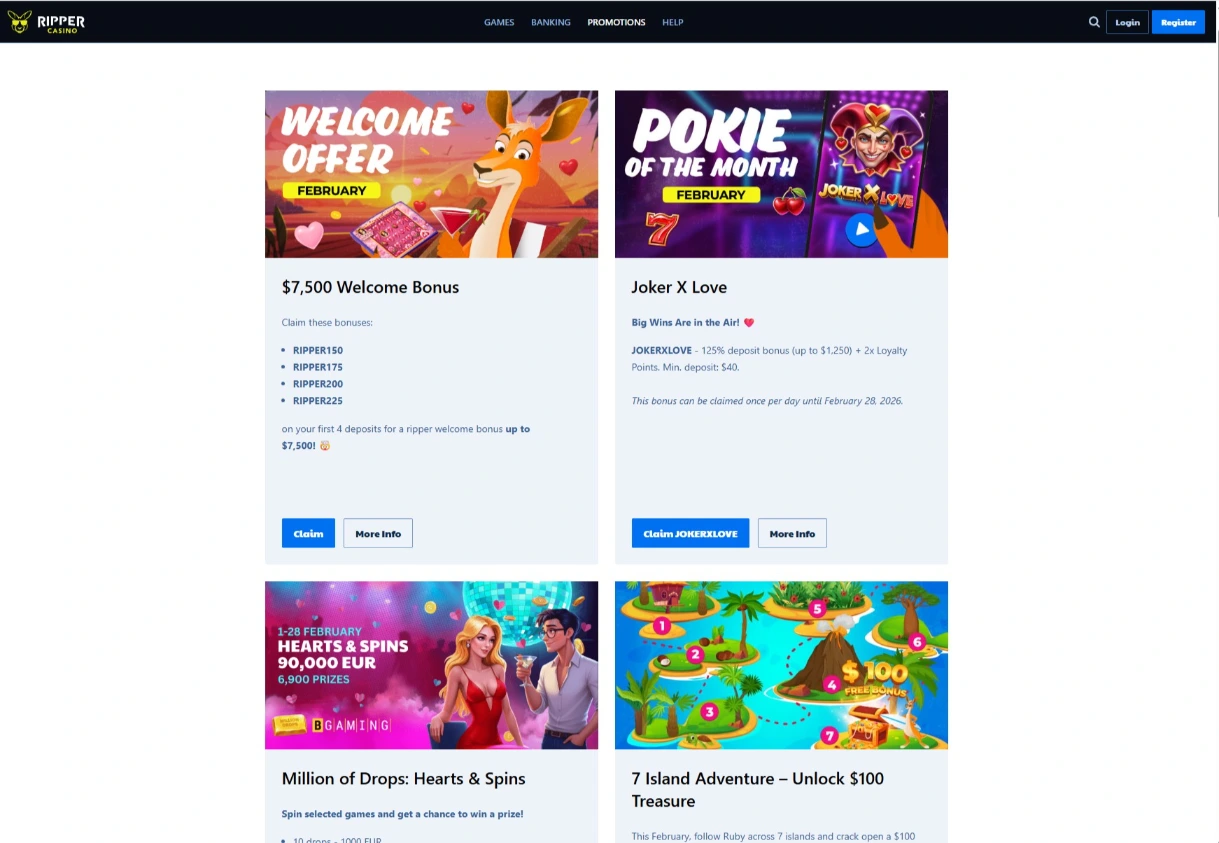 Ripper Casino Bonus Promotions