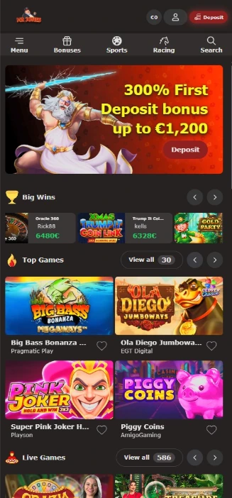 Mr Jones Casino Mobile Interface on iOS