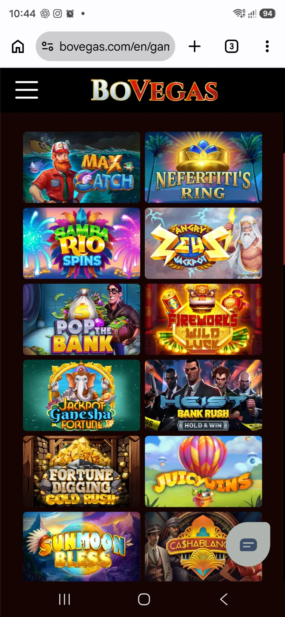 bovegas mobile screen